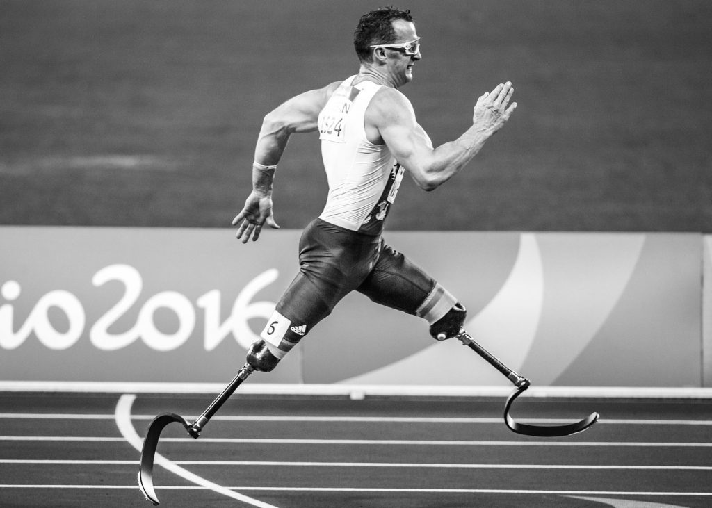 athlete running in Paralympics 